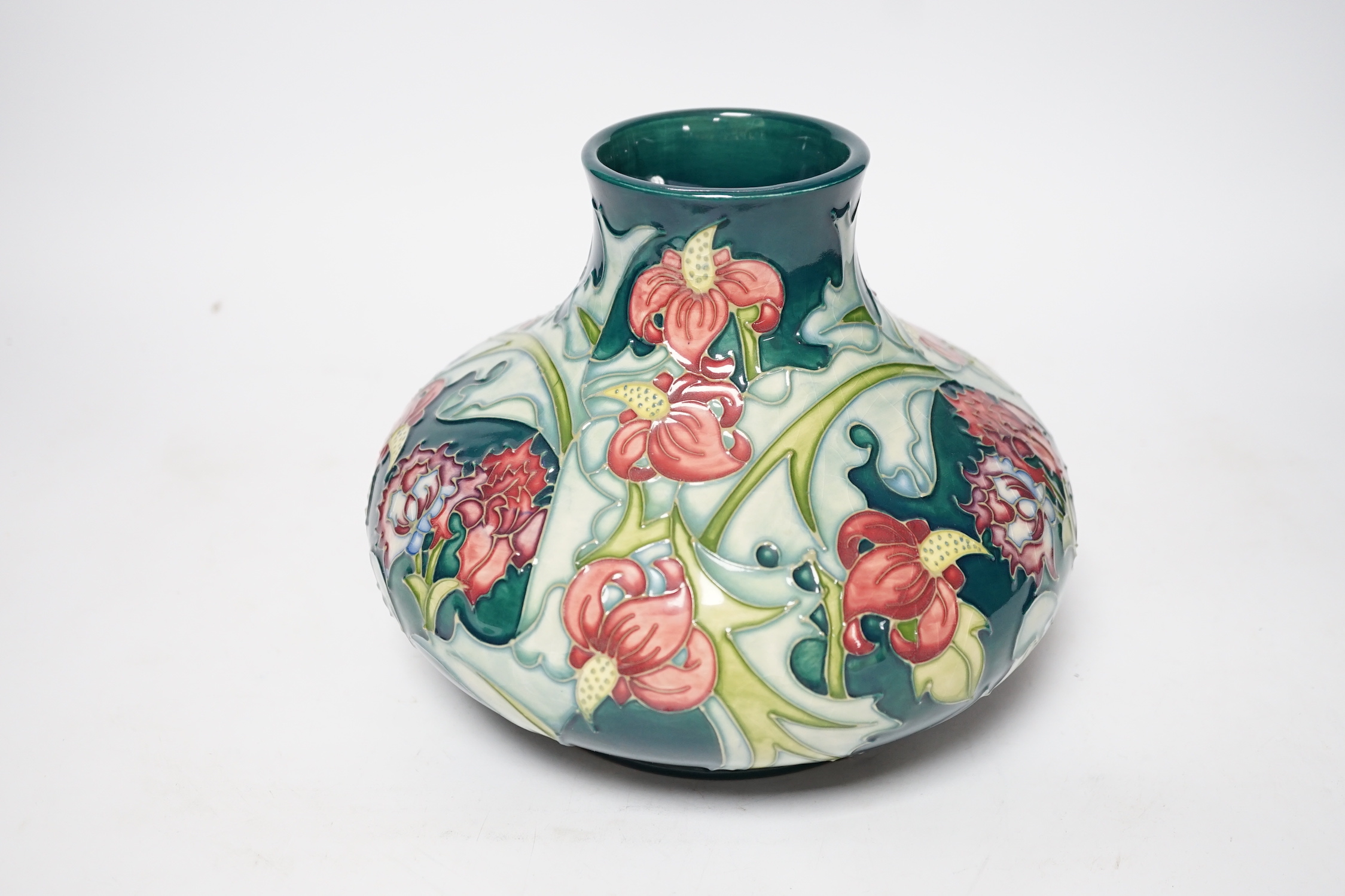 A Moorcroft Leicester pattern squat baluster vase, 16.5cm